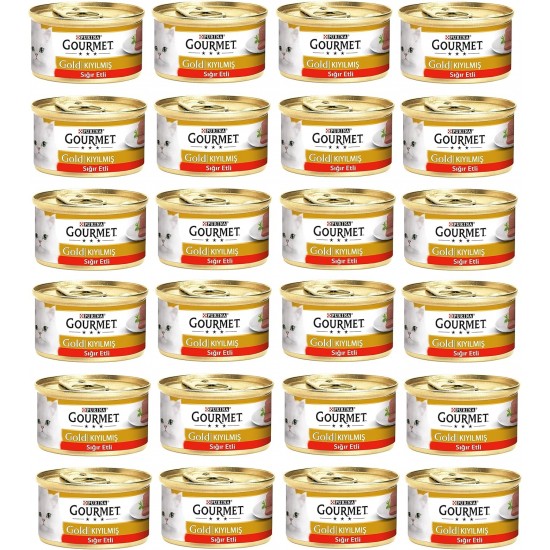 Gourmet Gold Kıyılmış Sığır Etli Yaş Kedi Maması (24 x 85 gr)