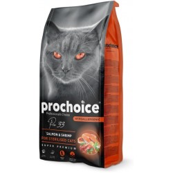 Prochoice Pro 33, Kısırlaştırılmış Kediler İçin, Hipoalerjenik, Somon Balıklı Ve Karidesli Kuru Mama, 15 kg