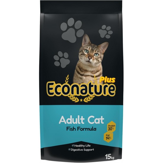 Econature Kuru Kedi̇ Maması, Balıklı, Yetişkin, 15 kg